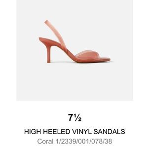 Zara Clear Vinyl Kitten Heel, Coral, 7.5